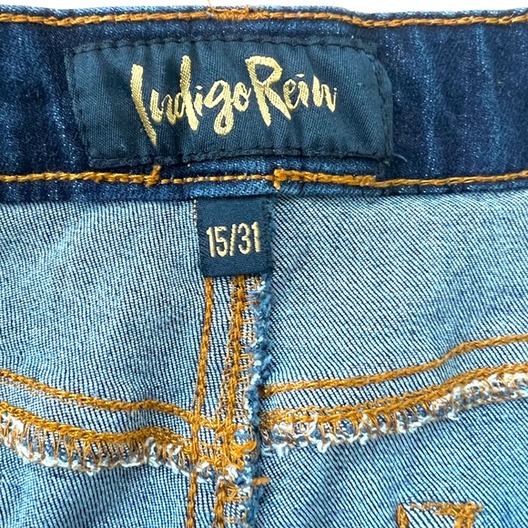 Indigo Dark Denim Button Up Shorts Size Jr. 15 - Picture 2 of 7